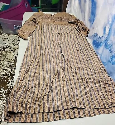 🌻Vtg Prairie Style Dress By 100% Cotton Boho Flowing Striped Women's Small Used • $27.95