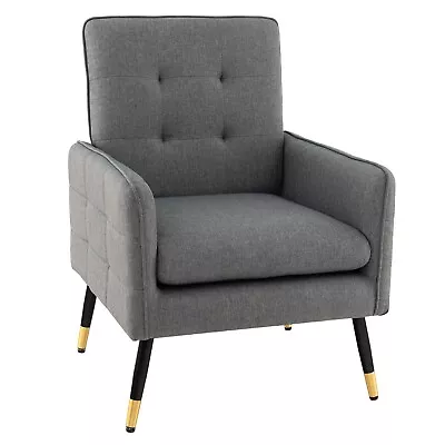 Modern Upholstered Sofa Chair Linen Fabric Accent Armchair Leisure Lounge Chair • £84.95