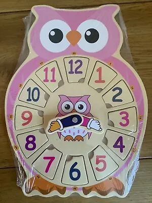 £8.99 • Buy Lets Learn To Tell The Time Owl Clock Pink