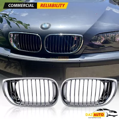 Chrome Front Kidney Grille For 02-05 BMW E46 Sedan 3-Series 320i 325i 330i LCI • $33.98