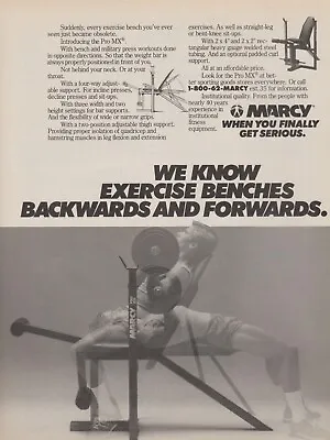 1984 Soloflex Marcy -  Exercise Benches Backwards And Forwards  - Print Ad Photo • £9.53