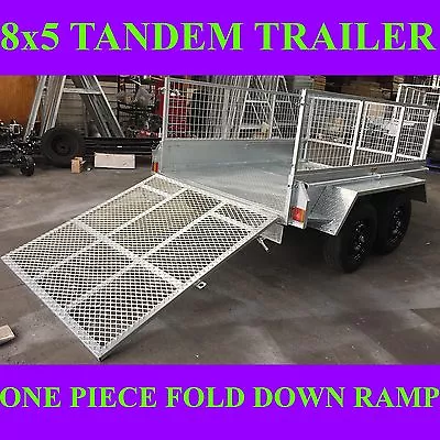 8x5 Tandem Trailer Galvanised Trailer Box Trailer With Cage And Ramp • $3499