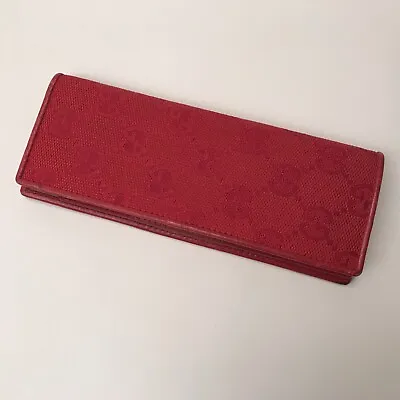 $188.99 • Buy GUCCI Guccissima Authentic Vtg Leather/Canvas Pen Case EUC RED Rare Color! ITALY