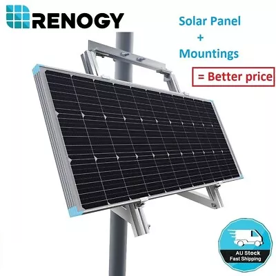 Renogy 100W Watt 12V Mono Solar Panel + Mounting Bracket Off Grid Power RV Boat • $199.99