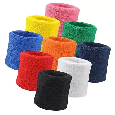 Sports X2 Wrist Sweat Band Wristband Unisex 80s Fitness Sweatbands Gym Tennis • £2.79