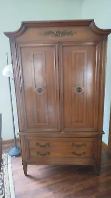 Armoire Linen Press Cabinet Vintage Solid Wood • $249