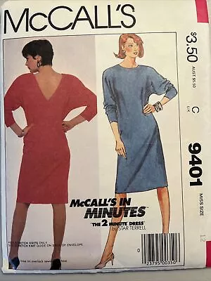 McCalls  9401 Bust 32.5 Easy To Sew Stretch Knit Dress FF Uncut • $7.99