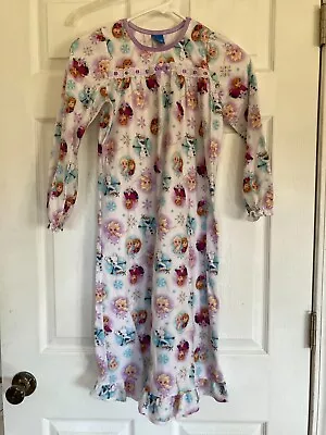 Disney Frozen Elsa And Anna Long Flannel Nightgown Size 8 Girls • $3.12