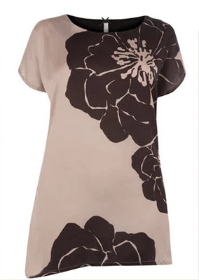 £7.99 • Buy EX 3vans Smart Mink & Black Floral Satin Stretch Top 14 16 18 20 22 24 *NEW*