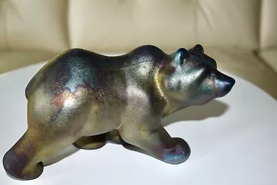 Raku Pottery Grizzly Bear Figurine! The Colors Are Unbelievable! A Must Have! • $49.99