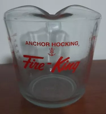 Vintage Fire King Anchor Hocking 4 Cups 1 Litre Measuring Jug -  US MADE 1970's  • $10