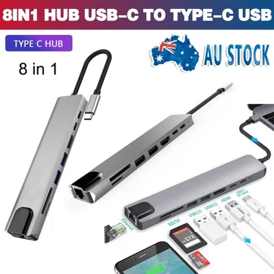 $23.69 • Buy 8in1 USB-C Type C HD Output 4K HDMI Usb 3.0 HUB Adapter For MacBook IPad Pro