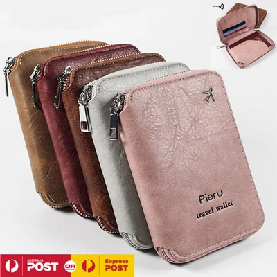$16.99 • Buy RFID Blocking Alum Passport Case Wallet Anti Theft Security Leather Card Holder
