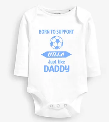 £10.99 • Buy Personalised Aston Villa Born To Support Long Sleeve Baby Bodysuit Suit Football