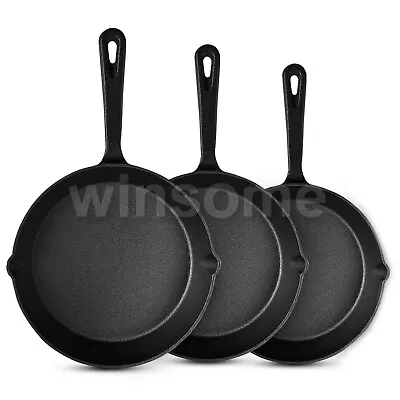 £14.99 • Buy Pre Seasoned Cast Iron Skillet Frying Pan Oven Safe Grill Cookware Griddle Pan