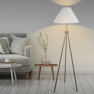 $54.99 • Buy EMITTO Modern Tripod Floor Lamp Linen Fabric Lampshade Home Decor Reading White