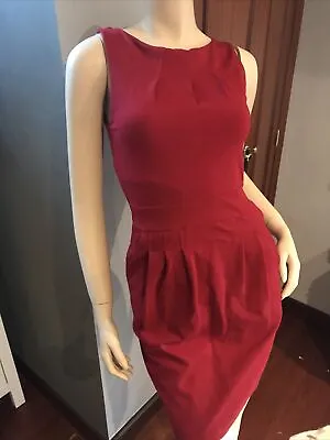 $65 • Buy NWT Bebe Pencil RED Dress Sz XS 0 2 Wool Tweed Pockets