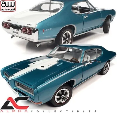 Autoworld Amm1277 1:18 1968 Pontiac Gto (meridian Turquoise) Hemmings • $89.99