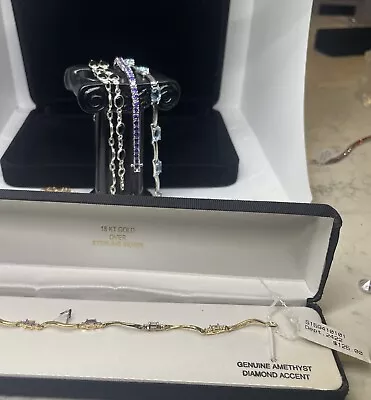 Jewelry Lot-5 Bracelets And A Ruby Set-Genuine Topaz-Amethyst-tanzanite-onynx • $15.50
