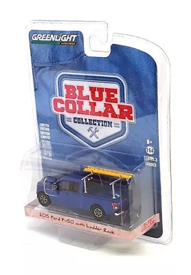 Greenlight 1/64 Scale 35080-E - 2015 Ford F-150 Truck + Ladder Rack - Blue • $30.72