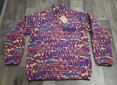 BNWT Patagonia Women's Synchilla Fitz Roy Patchwork Snap T Night Plum Sz M $139 • $205.56