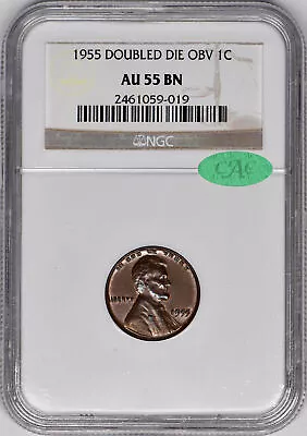 1955/1955 Double Die Obverse DDO Lincoln One Cent 1c Penny NGC AU55 BN CAC • $2996