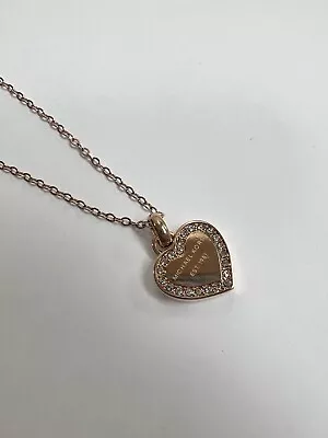 Michael Kors Rose Gold-Tone Plated Stainless Pavé Heart Pendant G049100315006 Lk • £49.99