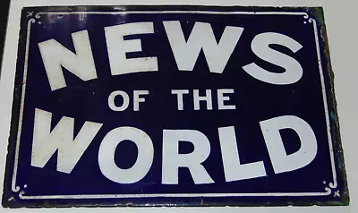 Vintage News Of The World Newspaper Double Sided Enamel Sign London • $395