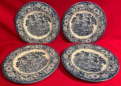 Liberty BlueBread/Dessert PlatesSet/4StaffordshireIronstoneEnglandVintage • $29.95