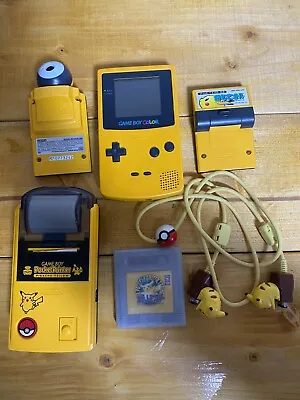 Nintendo Gameboy Pocket Printer Pikachu & Cable & Console & Camera Yellow Set JP • $283.05