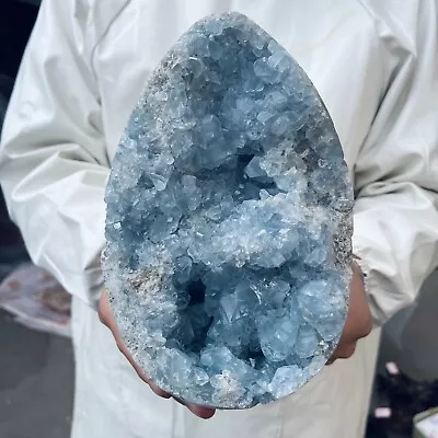 10.9lb Large Natural Blue Celestite Crystal Geode Quartz Cluster Mineral Specime • $21.05