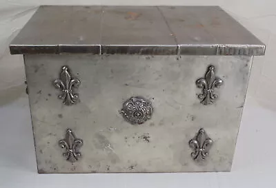 Vintage Metal Strong Box Chest Trunk Aluminum ? Sheet Metal 19  X 13  • $260