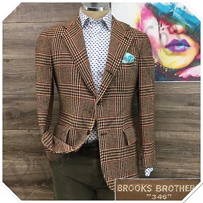 Vintage Brooks Brothers Mens Blazer Sport Coat Casual Jacket Size 38R Tweed Suit • $199