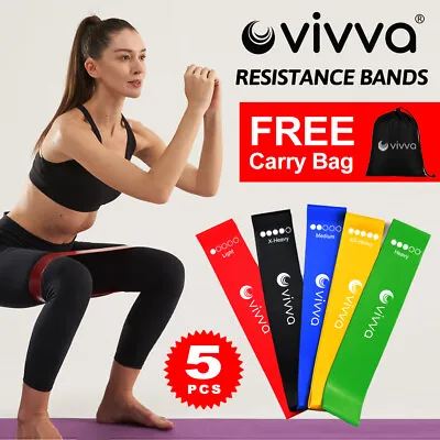 $5.57 • Buy VIVVA 5 PCS Resistance Latex Band Set Pilates Exercise Fitness Workout Bands Fit