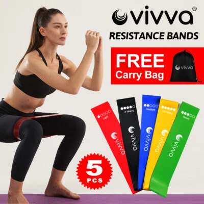 $5.57 • Buy VIVVA 5 PCS Resistance Latex Band Set Pilates Exercise Fitness Workout Bands Fit