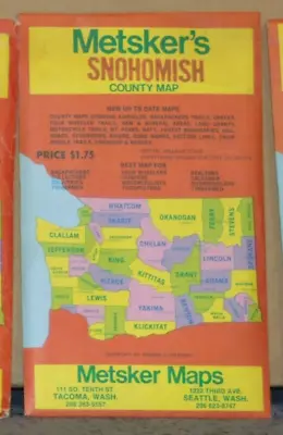 Mid 1960's Metsker Map Of Snohomish County Washington • $7.99