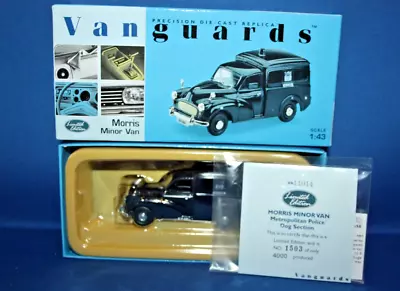 MORRIS MINOR LONDON MET POLICE DOG VAN - 1/43 By VANGUARDS VA11014  LTD EDITION. • £14