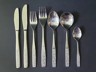 MID-CENTURY 58 PIECE VINERS PENTHOUSE SUIT STAINLESS STEEL CUTLERY SET For 8 • $275
