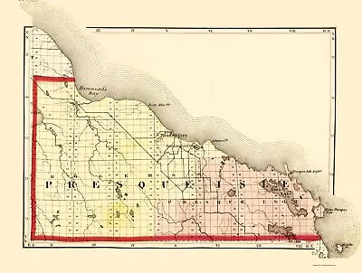 Presque Isle County Michigan - Walling 1873 - 23.00 X 30.51 • $36.95