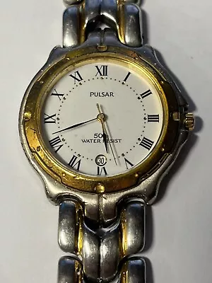 Working Vintage 1990's Men's Silver And Gold Pulsar Quartz Watch CL • $50