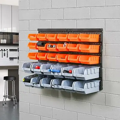 £24.95 • Buy 30pc Wall Mount Storage Organiser Bin Rack DIY Tool Bits Boxes Garage Workshop