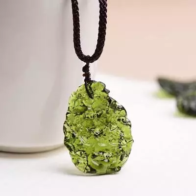 Natural Crystal Gem Moldavite Meteorite Glass Necklace Pendant Stone Green Xmas • $7.68