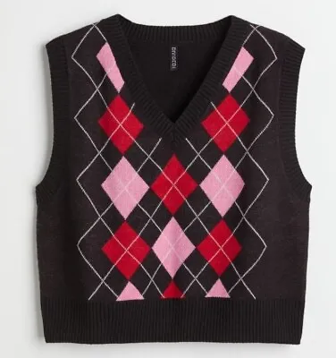 £4.95 • Buy BNWT Sleeveless Argyle Sweater Vest Size S
