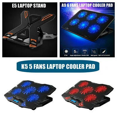 E5 K5 A9 Laptop Gaming Cooler Pad Stand Big USB Ports Fans LED Lights 12 -17  AU • $19.95