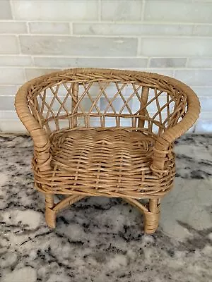 Vintage Wicker Doll Furniture Loveseat ~ Boho Decor Plant Stand • $11.90