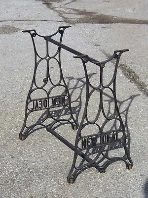 Steampunk Cast Iron 28  NEW DEAL Table Sewing Machine Stand Base Legs Repurpose • $125