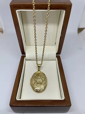 New 9CT Gold Filled  Oval  Locket Necklace Pendant With   20'' Chain • £24.99