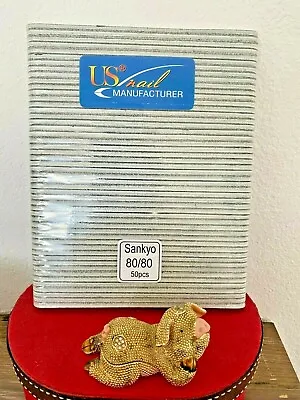 50pc Professional Acrylic Nail File 80/80 -80/100Grit Zebra Sanding - Any Choose • $20.99