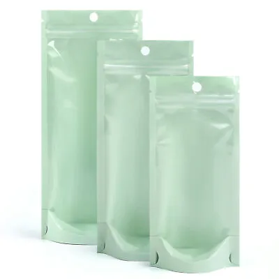 Clear Green Stand Up Resealable Stand Up Plastic Food Packaging Bags Pouches • $29.98