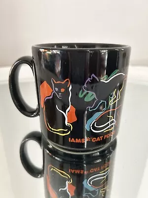 Vintage IAMS Cat Food Black Ceramic Coffee Cup Mug England • $14.99